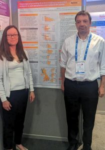 Dr Sandra Quinn and co-author Prof Guy Pratt - presenting a poster on geographical inequalities in first-line imaging practice.